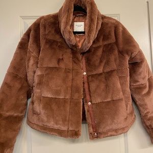 Abercrombie & Fitch Brown Fur Crop Jacket